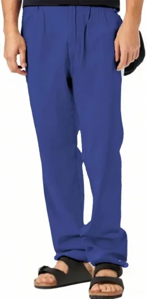 Men's Cotton and Linen Casual Breathable Solid Color Double Pleated Loose Straight Leg Beach Pants 2025