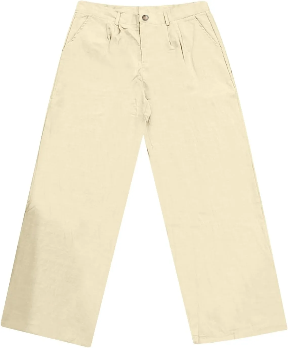 Men's Cotton and Linen Casual Breathable Solid Color Double Pleated Loose Straight Leg Beach Pants 2025