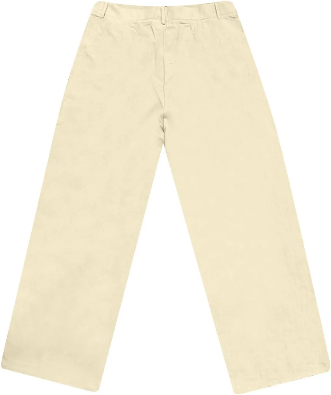 Men's Cotton and Linen Casual Breathable Solid Color Double Pleated Loose Straight Leg Beach Pants 2025