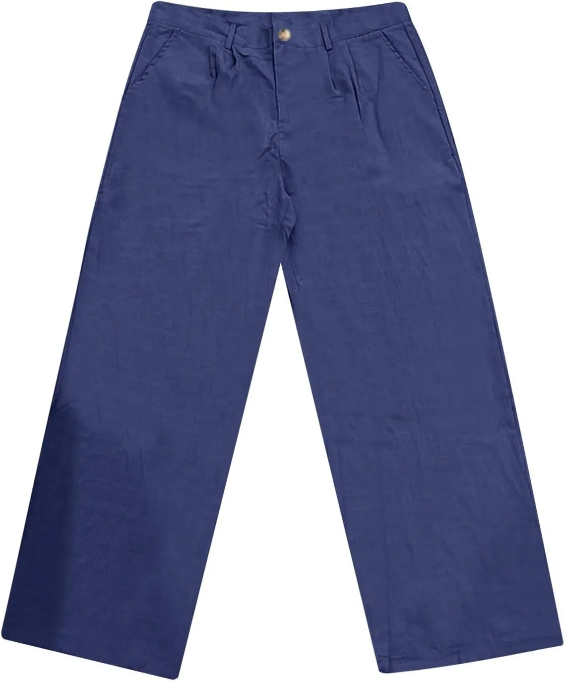 Men's Cotton and Linen Casual Breathable Solid Color Double Pleated Loose Straight Leg Beach Pants 2025