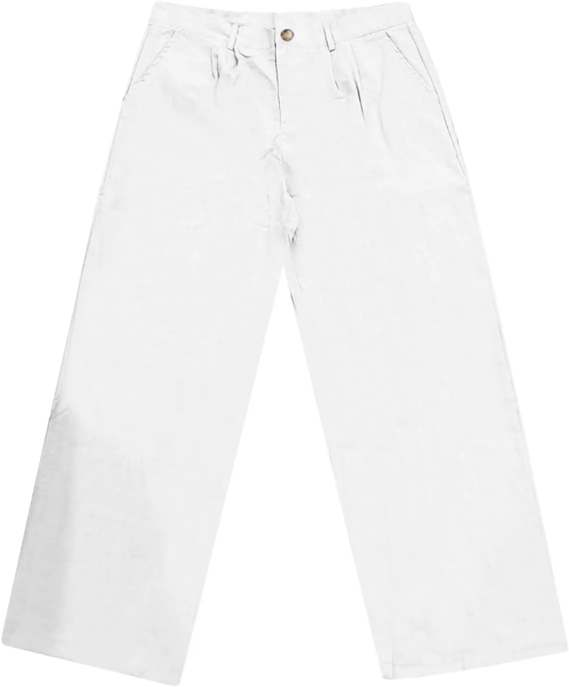 Men's Cotton and Linen Casual Breathable Solid Color Double Pleated Loose Straight Leg Beach Pants 2025