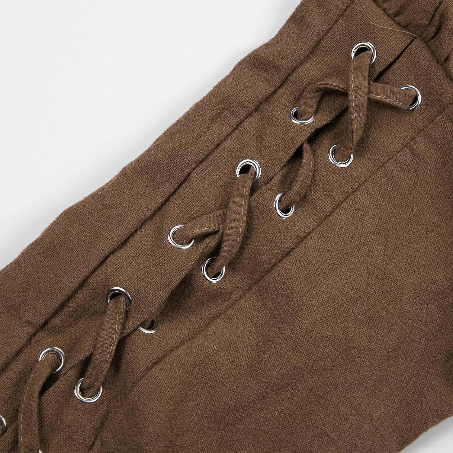 Mens Drawstring Waist Linen Banded Pants Gothic Pants MedievalPirate Trousers 2025