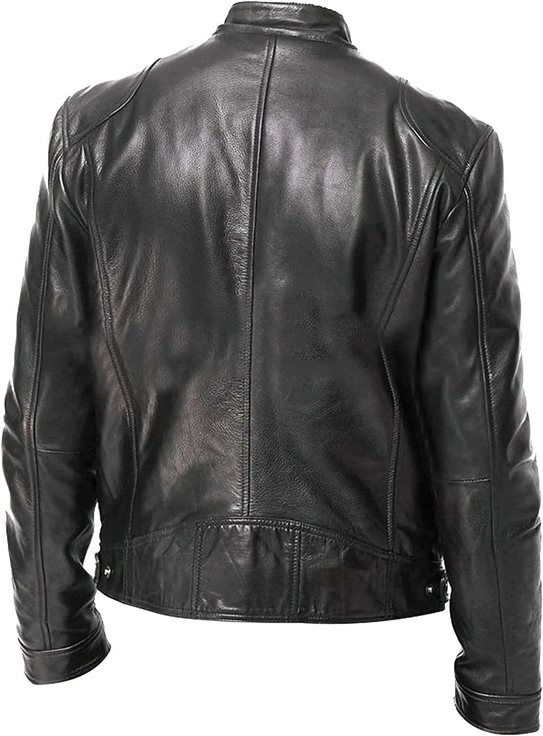 Men's Faux Leather Jacket Stand Collar Zipper Biker Motorcycle Jacket Windbreaker Softshell Coat Big Tall Jackets
