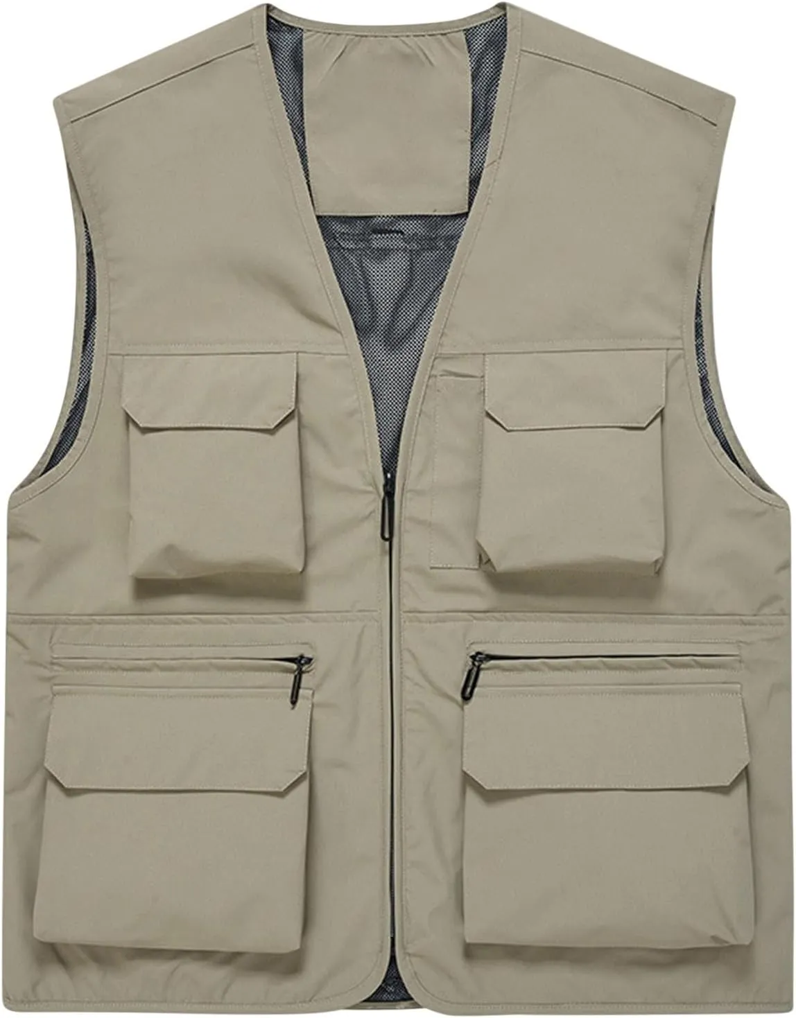 Men's Fishing Vest Casual Outdoor Mountaineering Mesh Photographer Jacket Multi-Pocket Breathable Quick Dry Coat