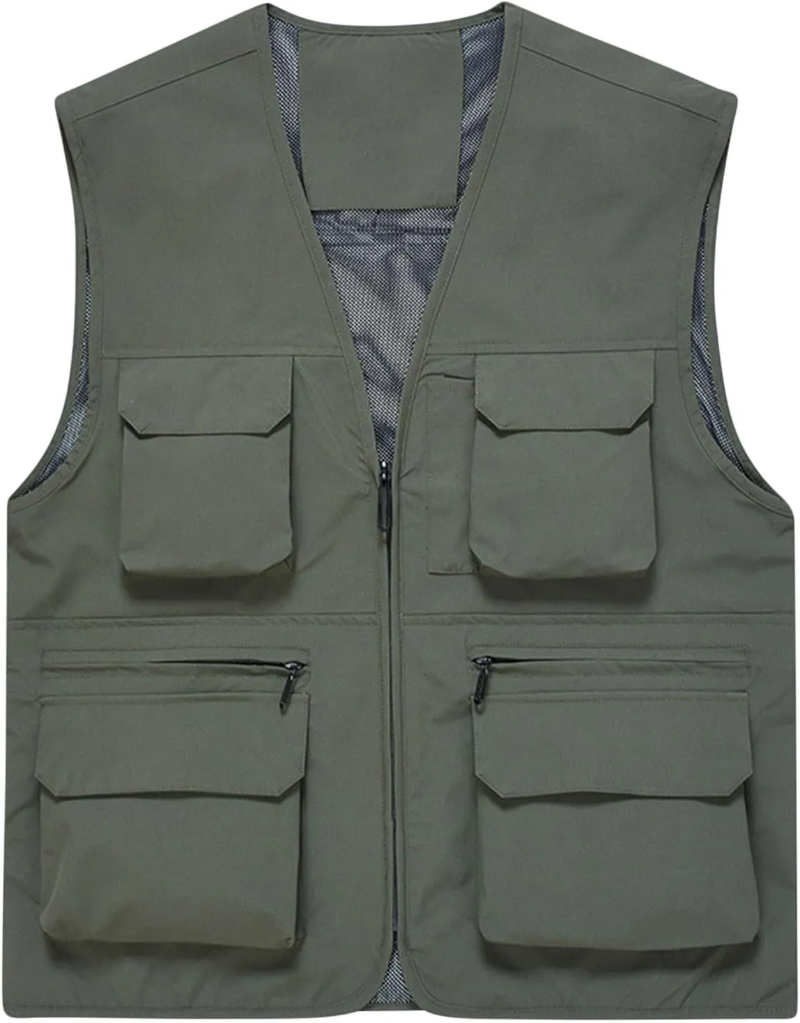 Men's Fishing Vest Casual Outdoor Mountaineering Mesh Photographer Jacket Multi-Pocket Breathable Quick Dry Coat