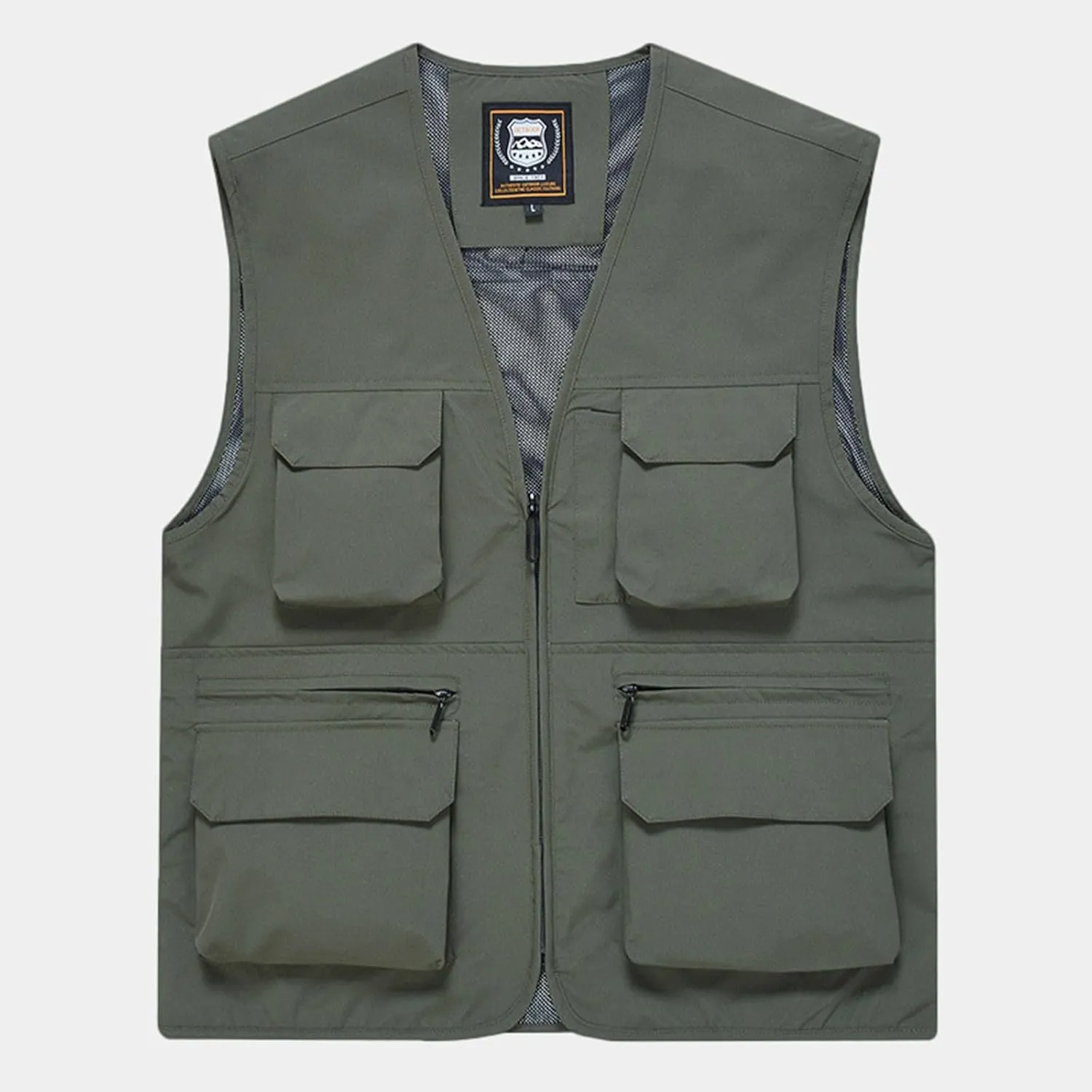 Men's Fishing Vest Casual Outdoor Mountaineering Mesh Photographer Jacket Multi-Pocket Breathable Quick Dry Coat