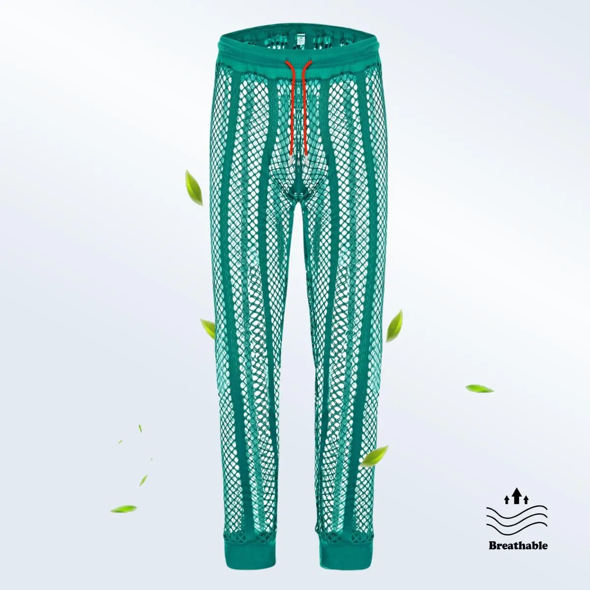 Men's Fishnet Pants Male See Through Bottoms Mesh Pants for Men