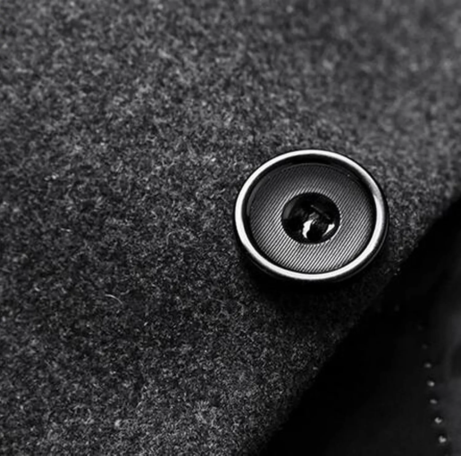 Men's French Woolen Coat Business Down Jacket Trench Topcoat Long Wool Blend Overcoat Slim Fit Stand Collar Coats