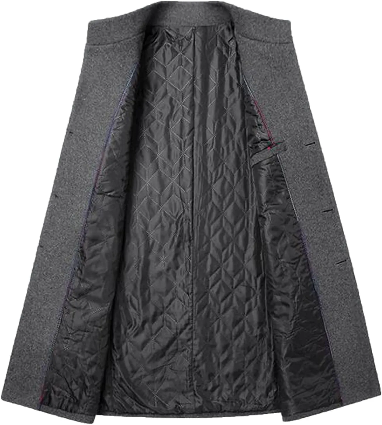 Men's French Woolen Coat Business Down Jacket Trench Topcoat Long Wool Blend Overcoat Slim Fit Stand Collar Coats