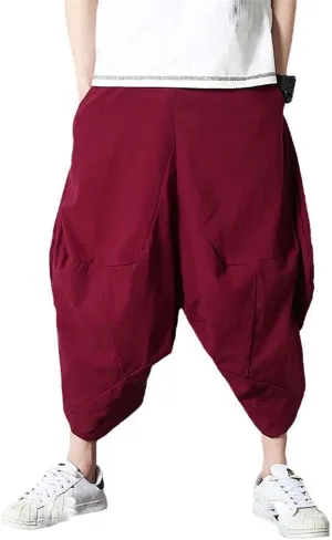 Men's Harem Pants Casual Loose Joggers Cotton Trousers Korean Style