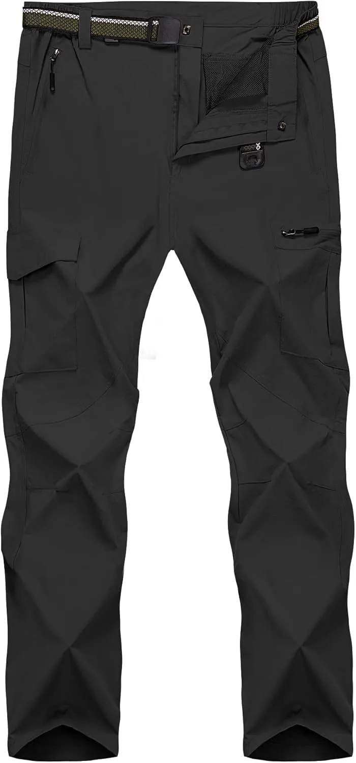 Mens Hiking Pants,Light Weight Cargo Outdoor Breathable with 6 Pockets, Summer Casual Quick Dry Waterproof Fishing Pants