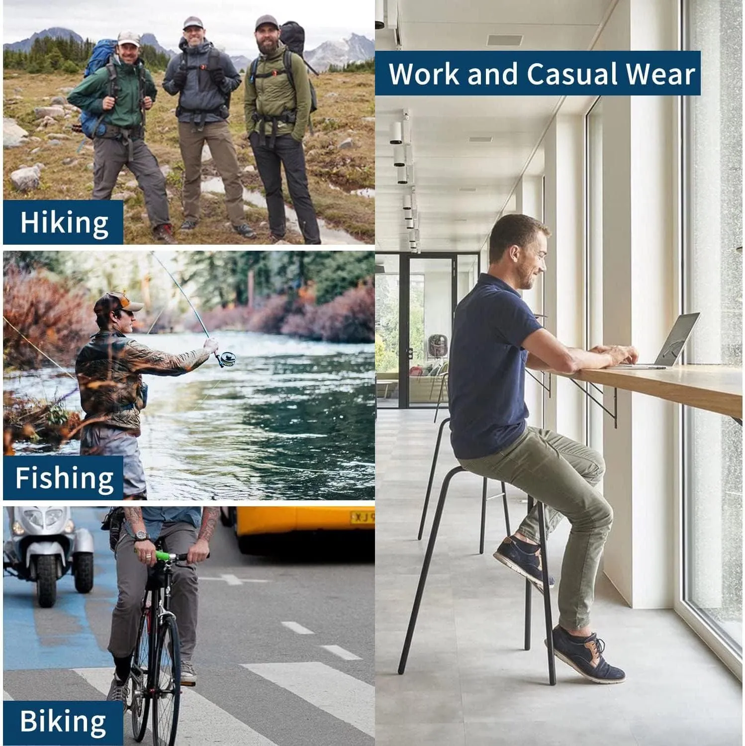 Mens Hiking Pants,Light Weight Cargo Outdoor Breathable with 6 Pockets, Summer Casual Quick Dry Waterproof Fishing Pants