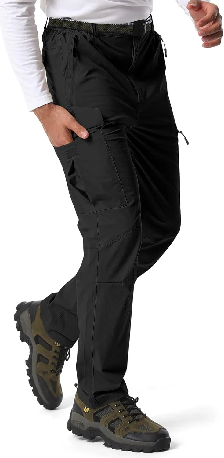 Mens Hiking Pants,Light Weight Cargo Outdoor Breathable with 6 Pockets, Summer Casual Quick Dry Waterproof Fishing Pants