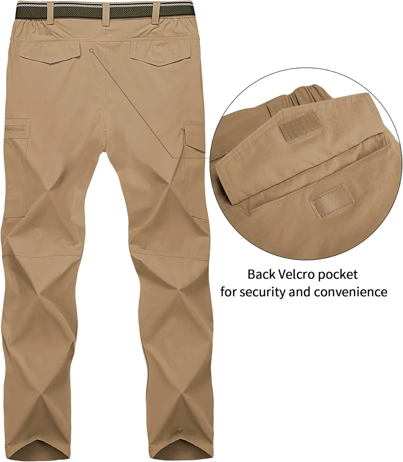 Mens Hiking Pants,Light Weight Cargo Outdoor Breathable with 6 Pockets, Summer Casual Quick Dry Waterproof Fishing Pants
