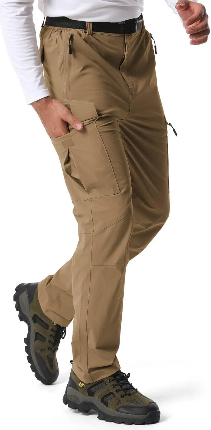 Mens Hiking Pants,Light Weight Cargo Outdoor Breathable with 6 Pockets, Summer Casual Quick Dry Waterproof Fishing Pants