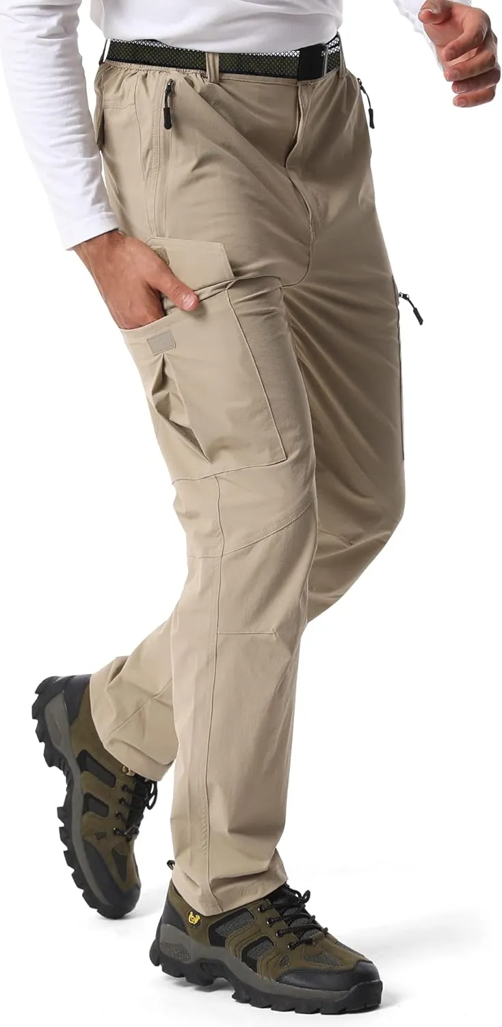 Mens Hiking Pants,Light Weight Cargo Outdoor Breathable with 6 Pockets, Summer Casual Quick Dry Waterproof Fishing Pants