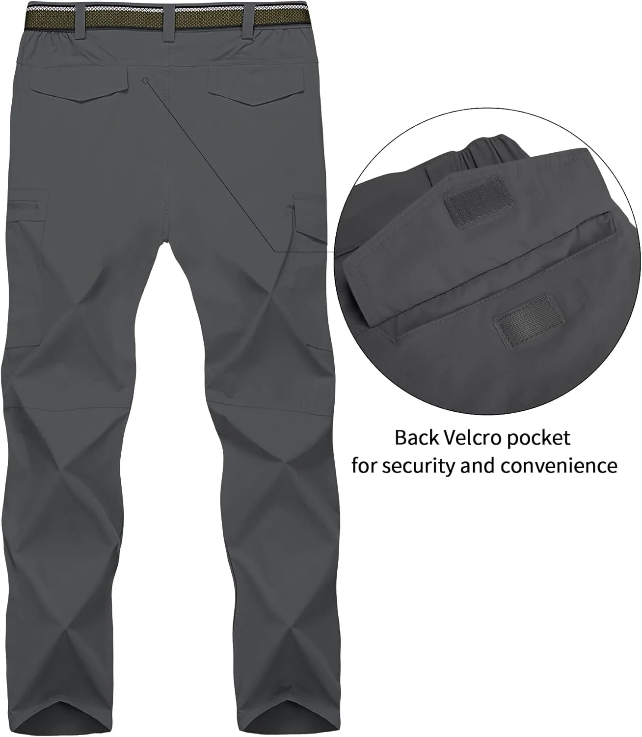 Mens Hiking Pants,Light Weight Cargo Outdoor Breathable with 6 Pockets, Summer Casual Quick Dry Waterproof Fishing Pants