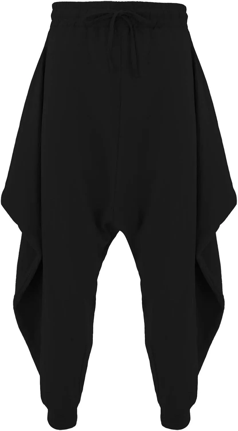 Mens Hip Hop Harem Pants Fashion Solid Color Oversized Tapered Pants Casual Comfy Elastic Drawstring Baggy Trouser