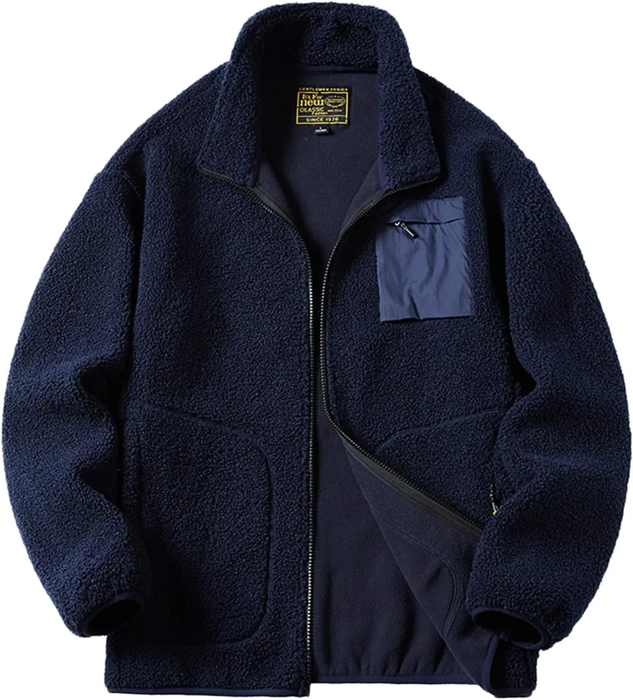 Men's Jacket Men's Autumn Winter Blouse Outdoor Leisure Warm Plus Size Pocket Zipper Lapel Cardigan Jacket Men's