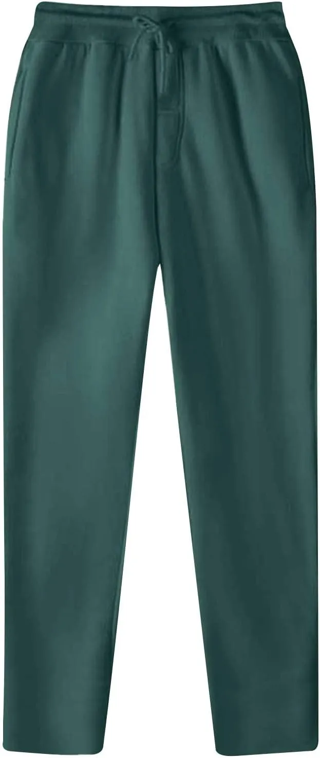 Men's Joggers Pants with Pockets Athletic Workout Running Sweatpants Solid Straight Pants Casual Wide Leg Trousers