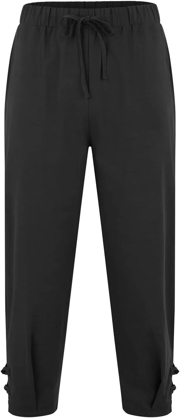 Men's Linen Casual Harem Capri Pants Lightweight Loose 3/4 Shorts Drawstring Elastic Waist Hippie Beach Yoga Trousers