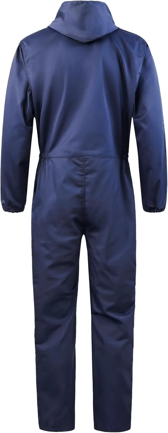 Men's Long Sleeve Zip-Front Coverall Lightweight Work Coveralls Mechanic Overall Jumpsuit with Hood