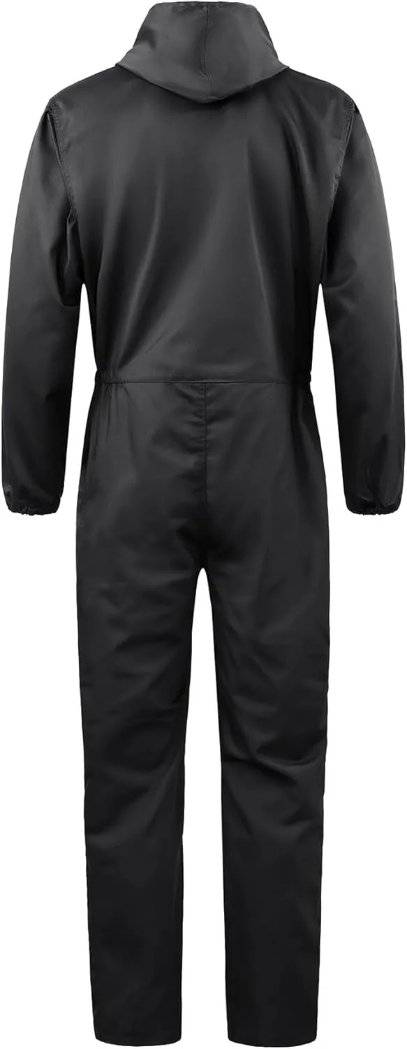 Men's Long Sleeve Zip-Front Coverall Lightweight Work Coveralls Mechanic Overall Jumpsuit with Hood
