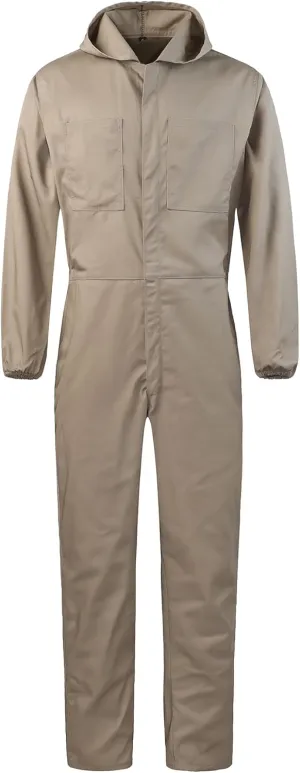 Men's Long Sleeve Zip-Front Coverall Lightweight Work Coveralls Mechanic Overall Jumpsuit with Hood