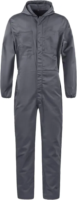 Men's Long Sleeve Zip-Front Coverall Lightweight Work Coveralls Mechanic Overall Jumpsuit with Hood