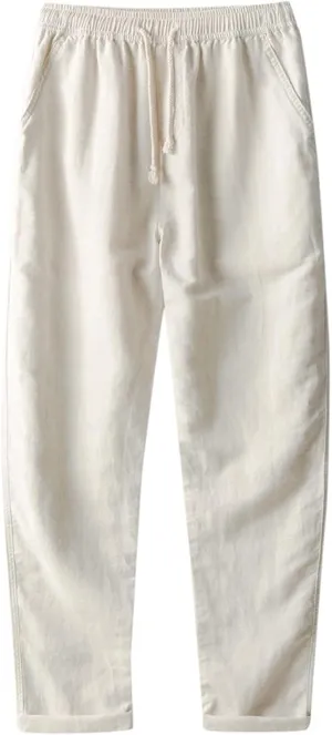Men's Loose Casual Straight Leg Pants Elasticated Linen Pants 2025