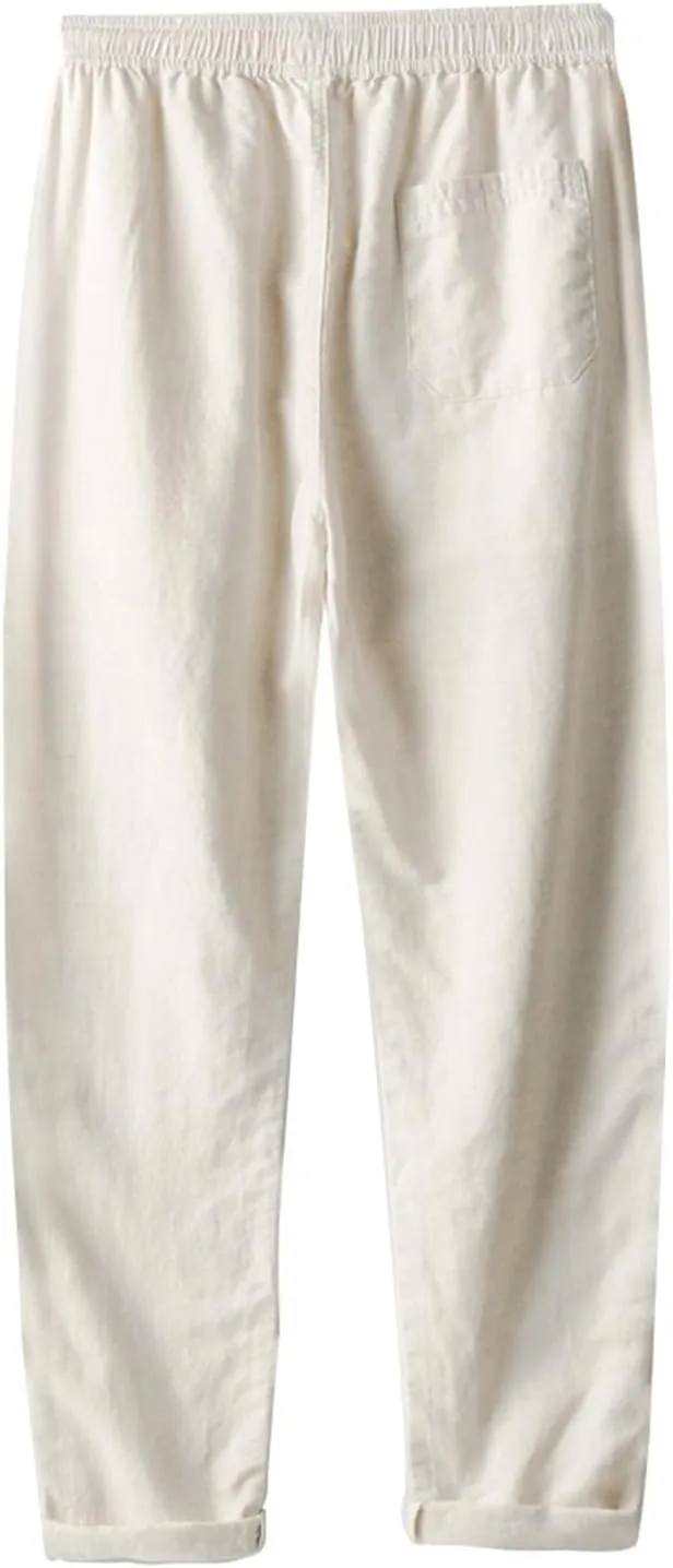 Men's Loose Casual Straight Leg Pants Elasticated Linen Pants 2025