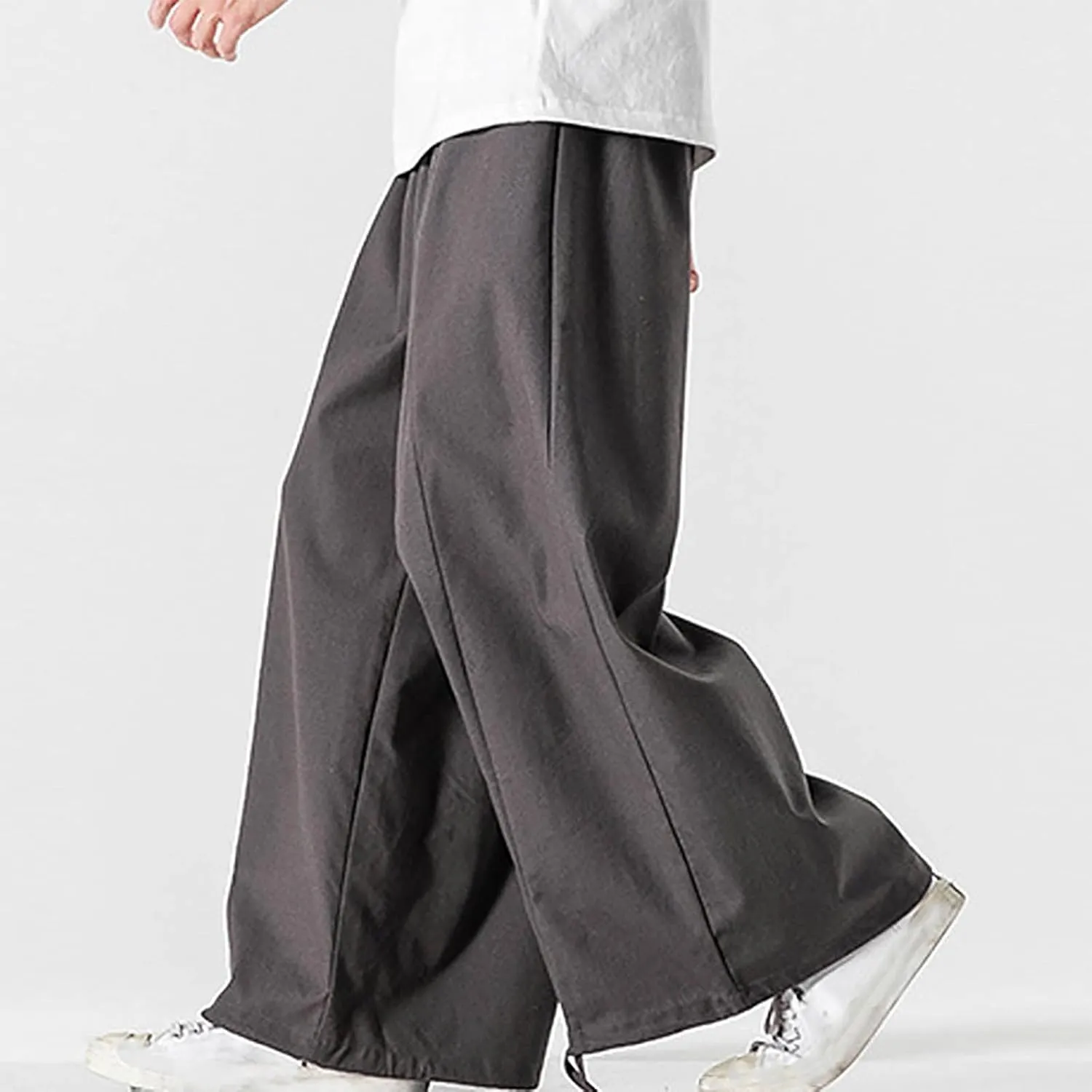 Mens Loose Fit Linen Harem Pants Wide Straight Leg Streetwear Bloomer Pants Summer Beach Yoga Hippie Trousers for Men