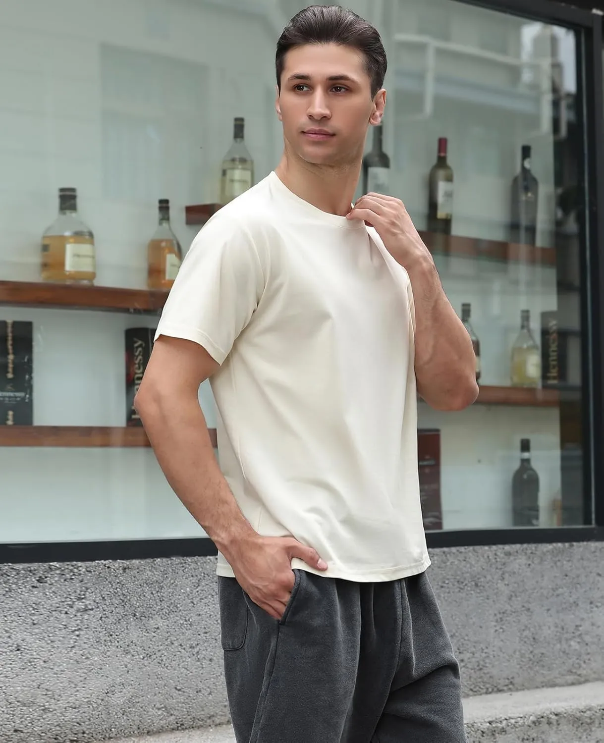 Men's Oversized T Shirts Lightweight Cooling Soft T-Shirt Short Sleeve Slick Casual Basic Crewneck Tee Shirt