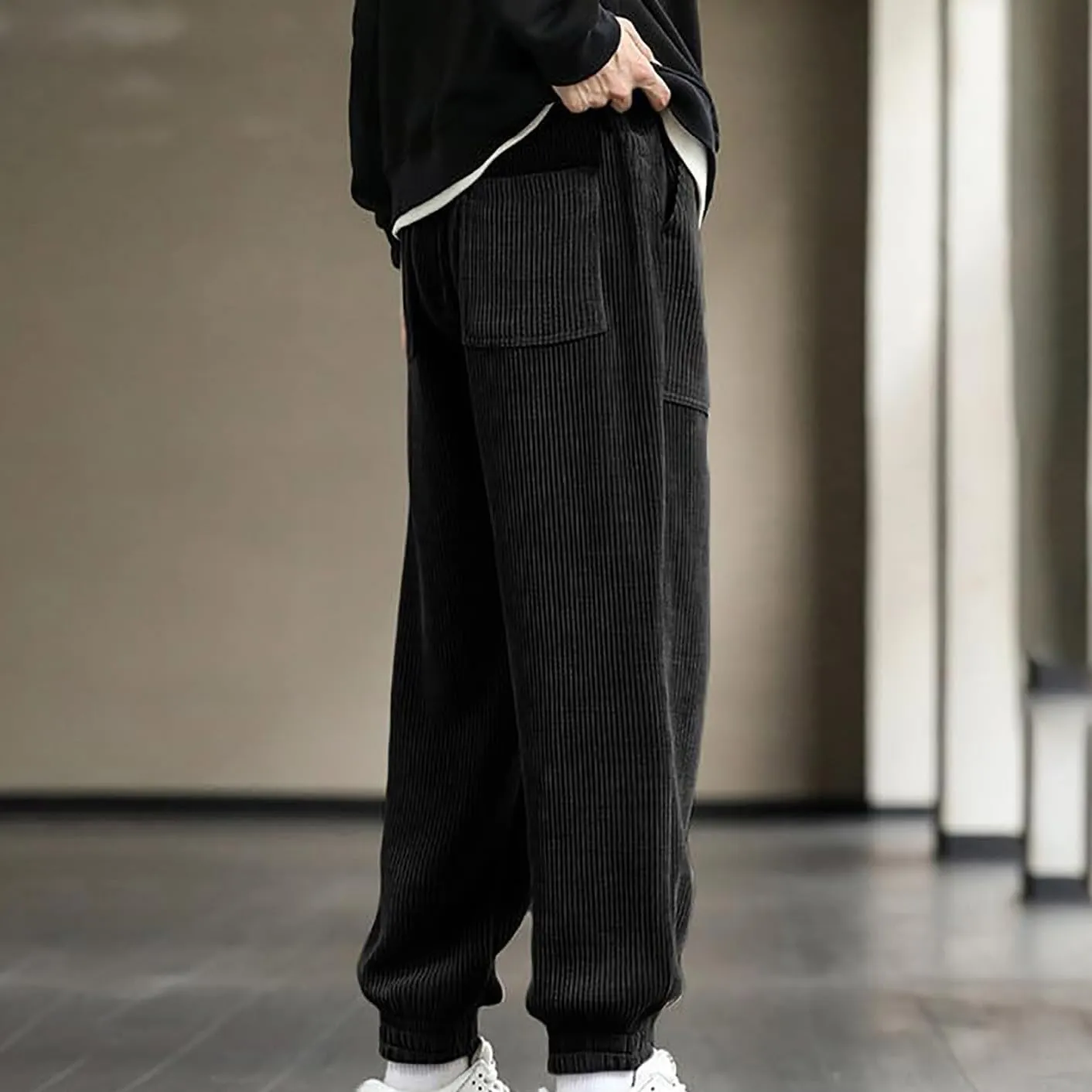 Mens Pants Athletic Fit Stretch Drawstring Elastic Casual Workout Pants Fashion Cinch Bottom Baggy Jogger Pants