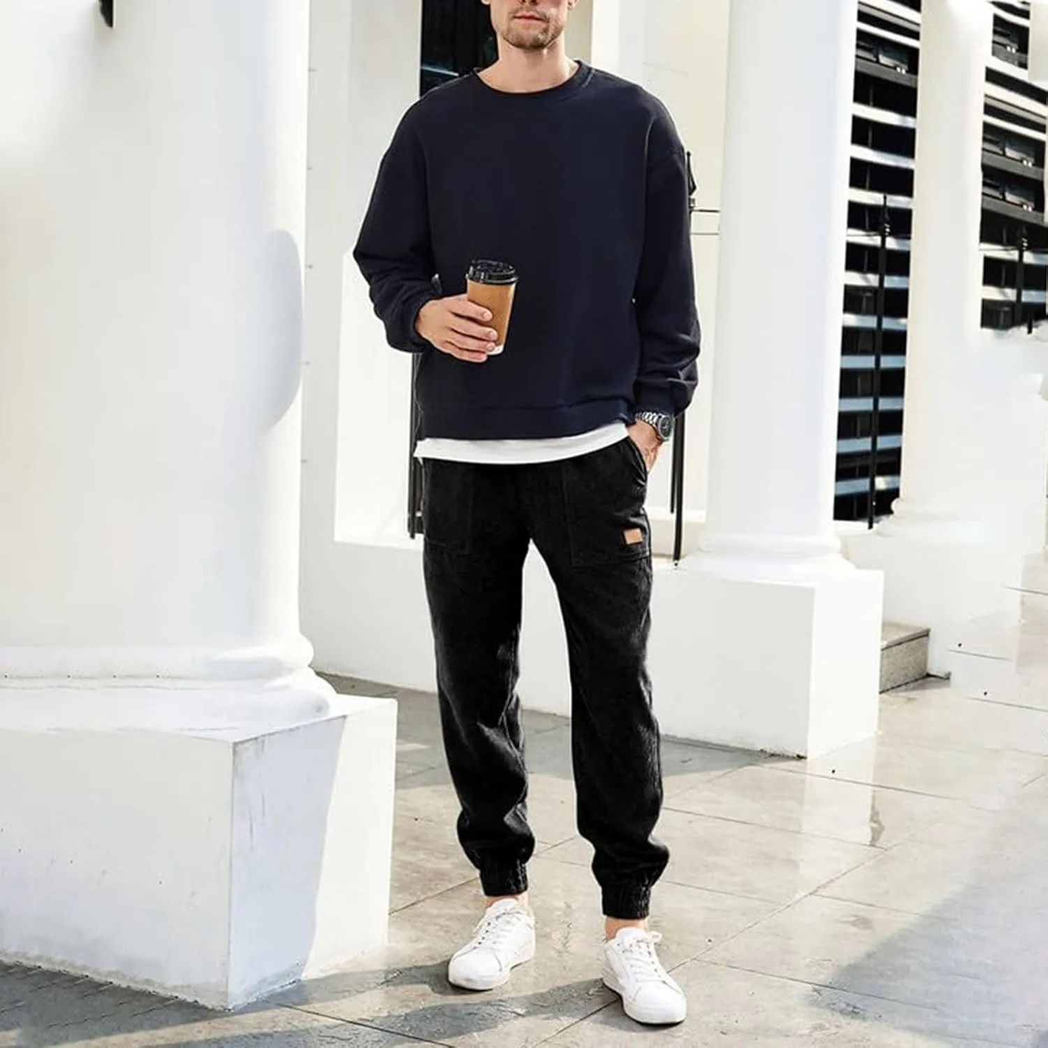 Mens Pants Athletic Fit Stretch Drawstring Elastic Casual Workout Pants Fashion Cinch Bottom Baggy Jogger Pants