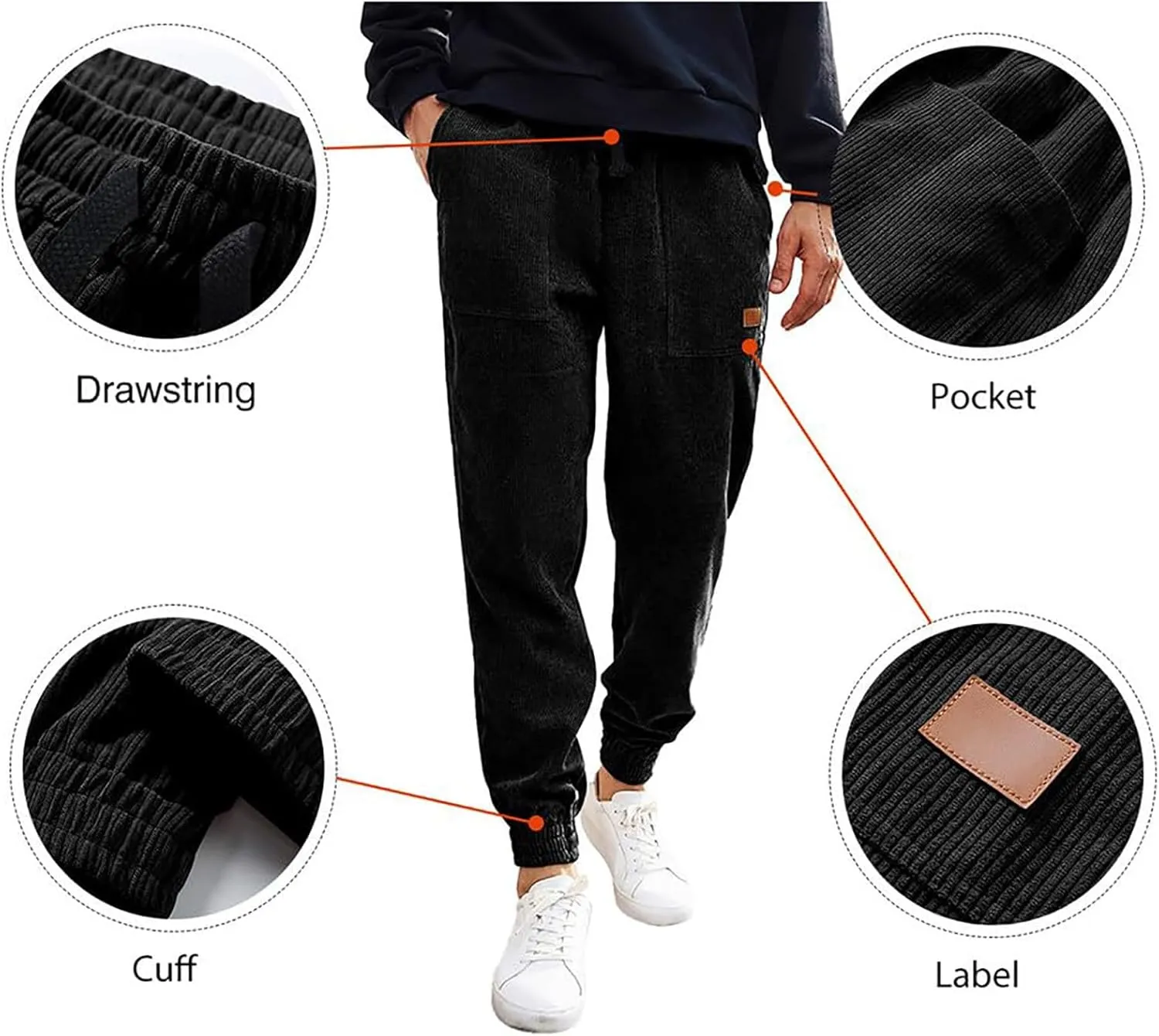 Mens Pants Athletic Fit Stretch Drawstring Elastic Casual Workout Pants Fashion Cinch Bottom Baggy Jogger Pants
