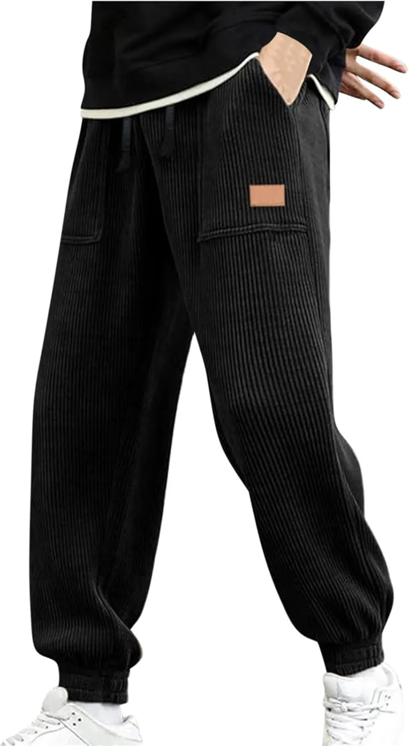 Mens Pants Athletic Fit Stretch Drawstring Elastic Casual Workout Pants Fashion Cinch Bottom Baggy Jogger Pants