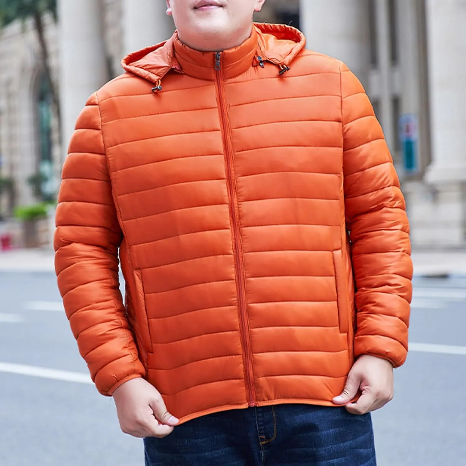 Men's Puffer Jacket Plus Size Lightweight Down Jacket Packable Quilted Jacket Zip up Padded Coat Warm Winter Jacket