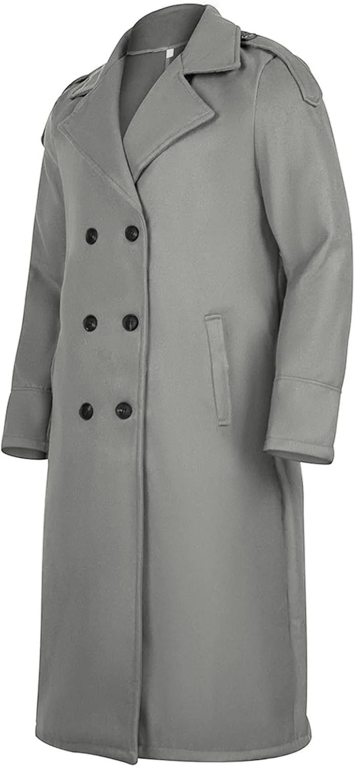 Men's Single Breasted Warm Peacoat Trench Winter Classic Overcoat with Pockets