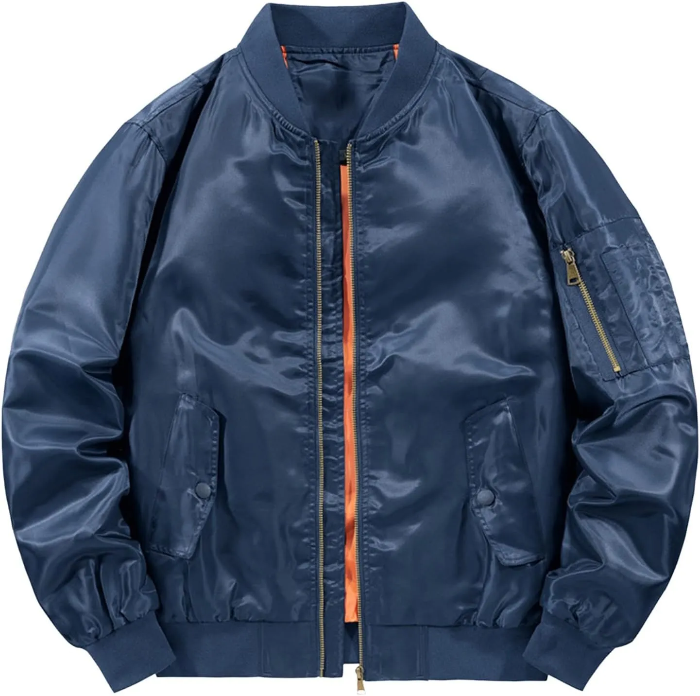 Men's Spring and Autumn Leisure Standing Neck Jacket Men's Air Force No.1 MA 1 Pilot Coat Jacket Fleece Coats for