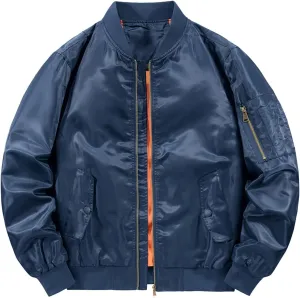 Men's Spring and Autumn Leisure Standing Neck Jacket Men's Air Force No.1 MA 1 Pilot Coat Jacket Fleece Coats for