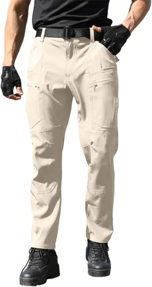 Men's Stretch Cargo Slim Fit Pants Windproof Waterproof Hiking Pants