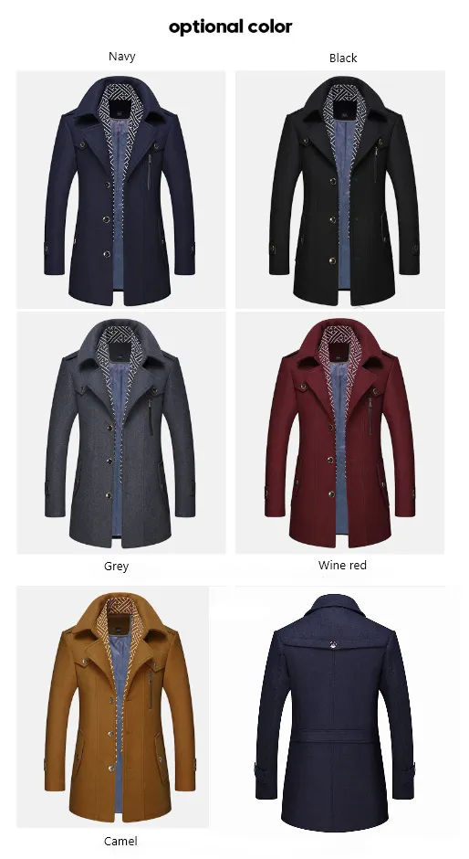 Men's Stylish Wool Coat with Removable Scarf for Ultimate Winter Elegance