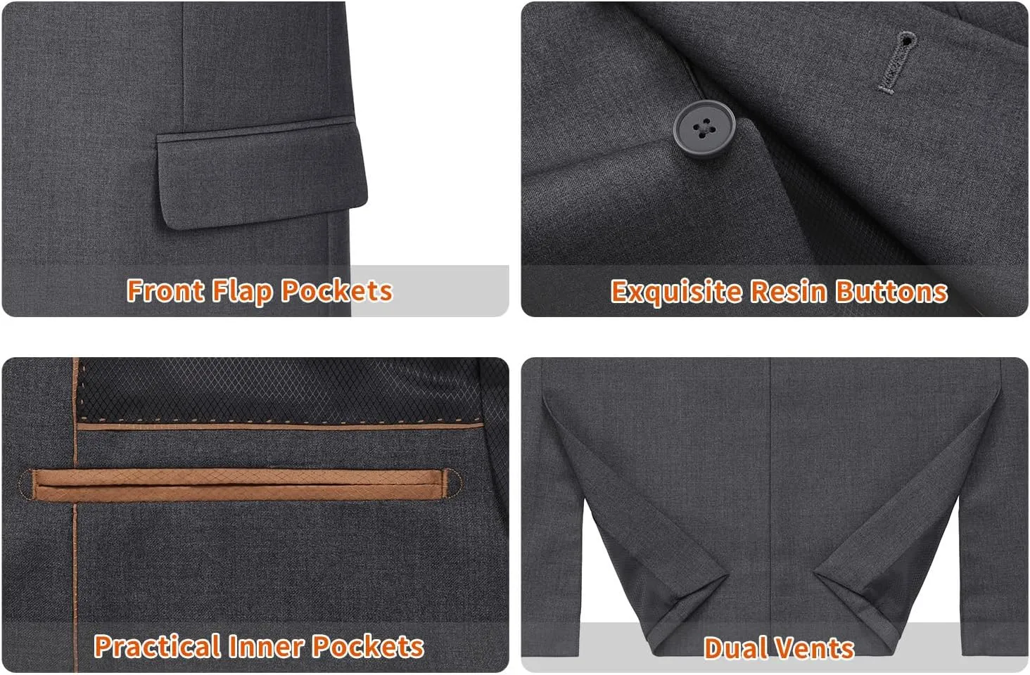 Men's Suit Separates Classic Fit Two Button Business Jacket Blazer and Pants Set