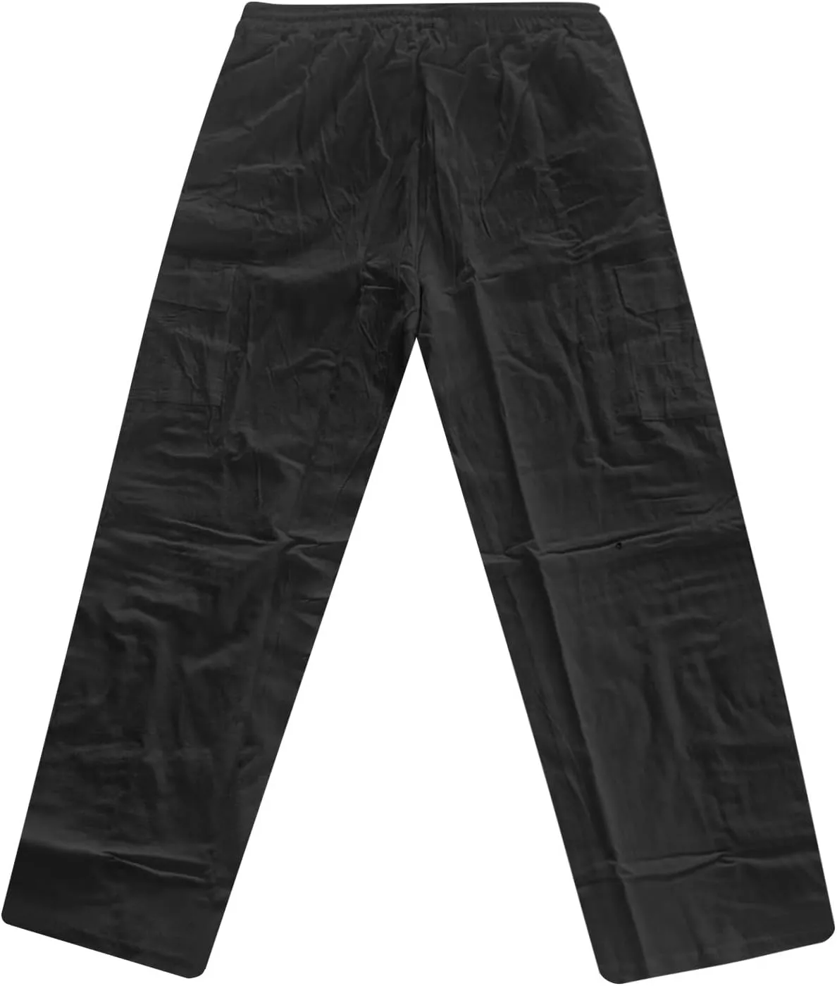 Men's Summer Cotton Pants Pull Rope Multi-Pocket Straight Leg Daily Outdoor Hemp Casual Pants 2025