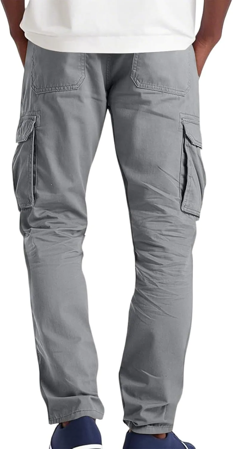 Men's Summer Multi-Pocket Cargo Pants Loose Straight Leg Pants