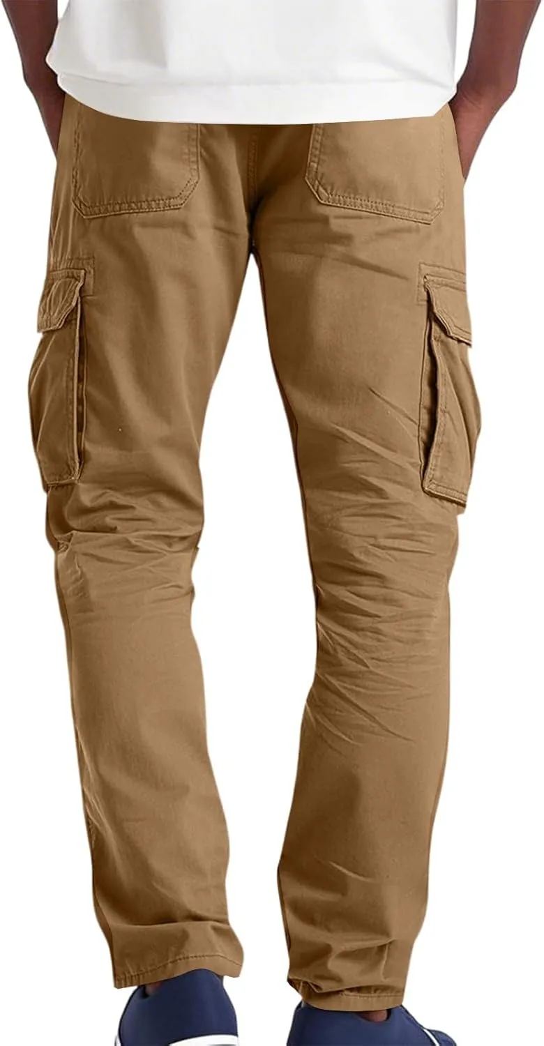 Men's Summer Multi-Pocket Cargo Pants Loose Straight Leg Pants