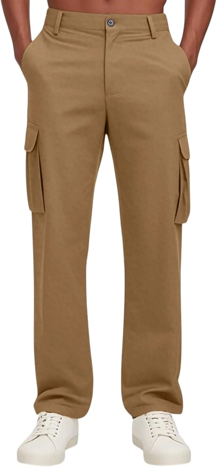 Men's Summer Multi-Pocket Cargo Pants Loose Straight Leg Pants