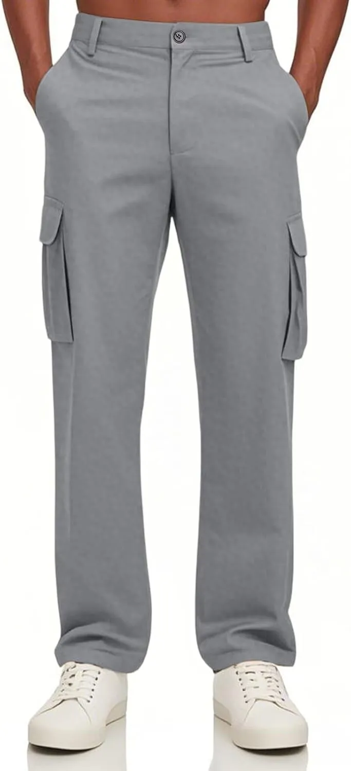 Men's Summer Multi-Pocket Cargo Pants Loose Straight Leg Pants