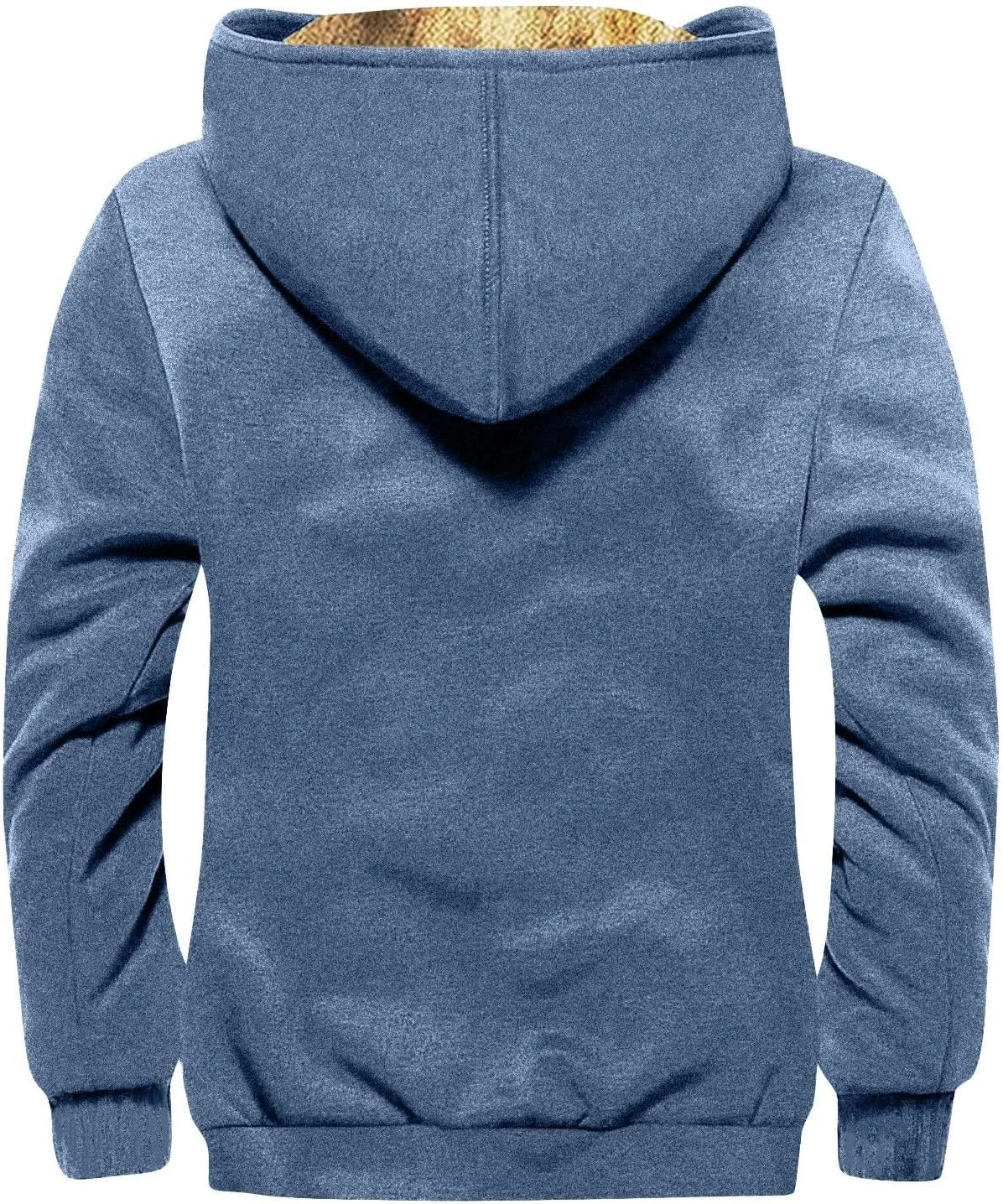 Mens Vintage Fleece Jacket Sherpa Lined Winter Coats Parka Warm Over Outerwear Windproof Casual Hoodies with Pocket